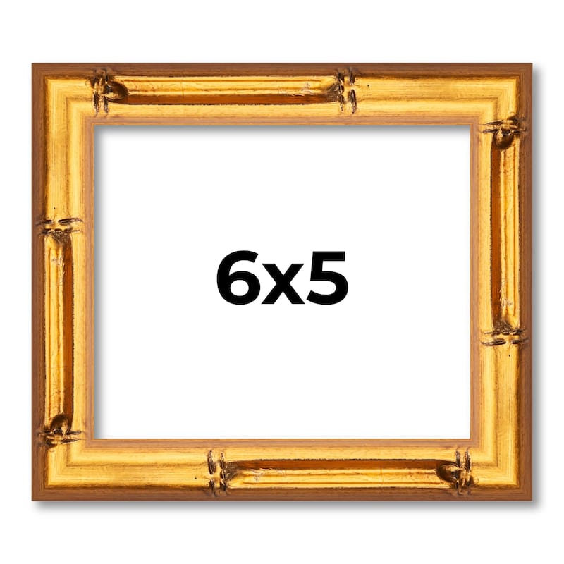 6x5 Frame Gold Bamboo Picture Frame Modern Photo Frame Includes UV Acrylic Shatter Guard Front Acid Free Foam Backing Board