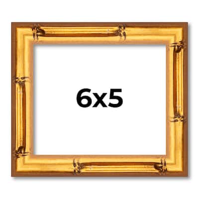 6x5 Frame Gold Bamboo Picture Frame Modern Photo Frame Includes UV Acrylic Shatter Guard Front Acid Free Foam Backing Board