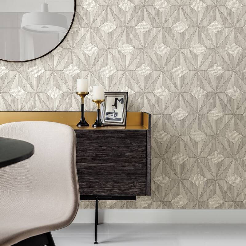 A-Street Prints Paragon Silver Geometric Wallpaper