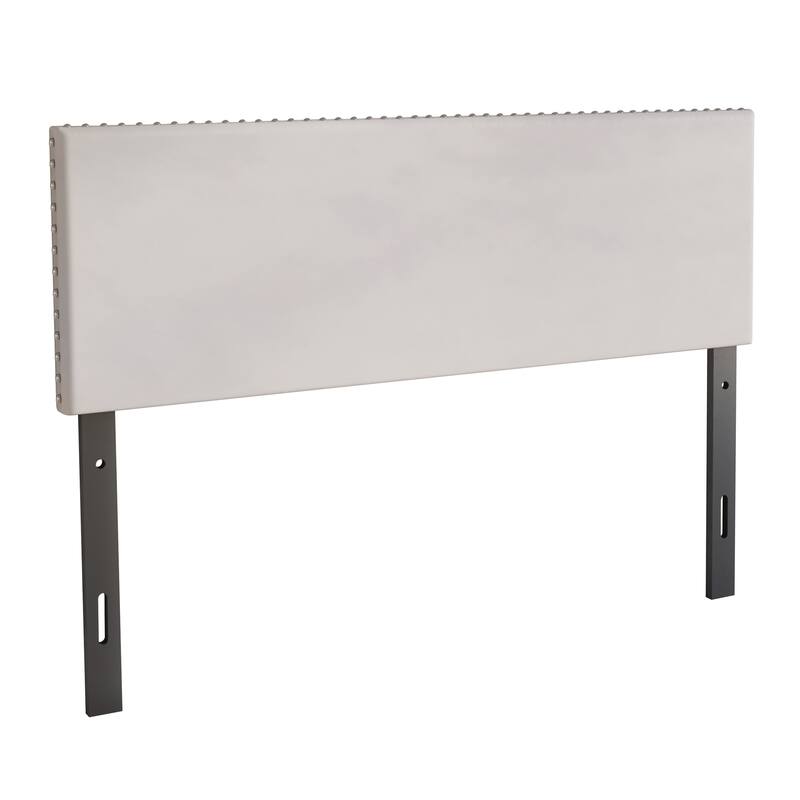 CraftPorch Glam Velvet Nailhead Trim Upholstered Adjustable Headboard - Beige - Queen