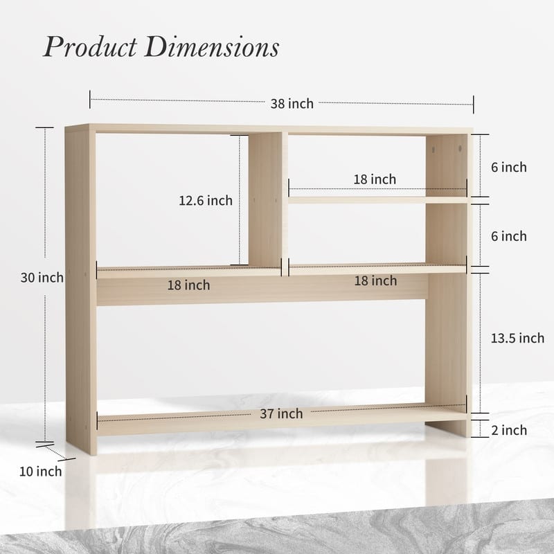 Desktop Shelf Bookshelf Storage for College Dorm Office Home, White