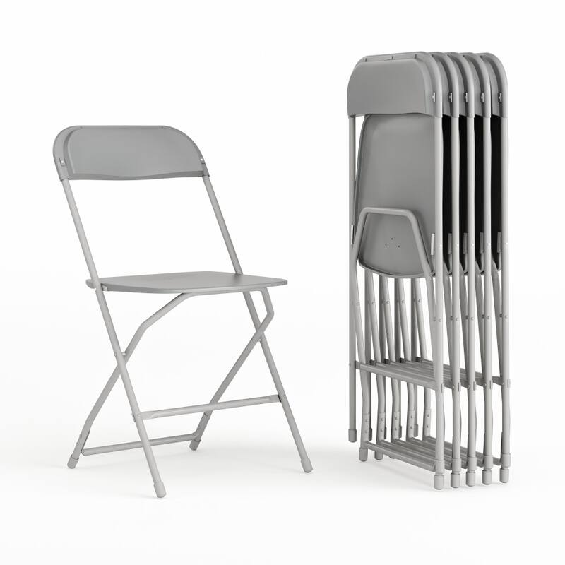 Plastic Folding Chair - 6 Pack 650LB Weight Capacity - Event Chair - 17.5"W x 18"D x 31.5"H - Grey