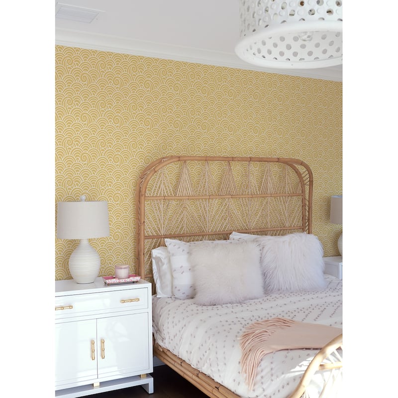 A-Street Prints Alorah Yellow Wave Wallpaper