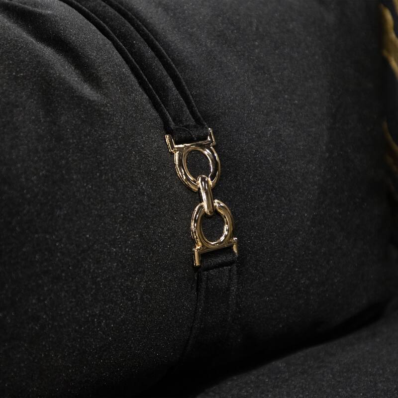 Furniture of America Ospray Glam Black Velvet Upholstered Zebra Print Sofa