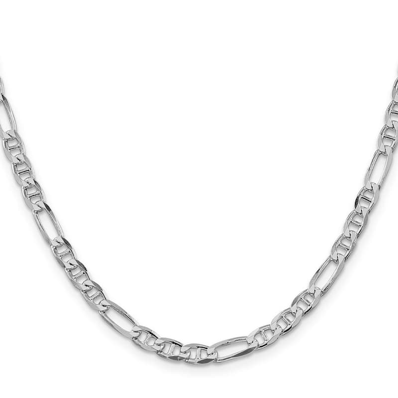 Curata 925 Sterling Silver Italian Rhodium 4.5mm Figaro Mariner Anchor Chain Necklace for Men
