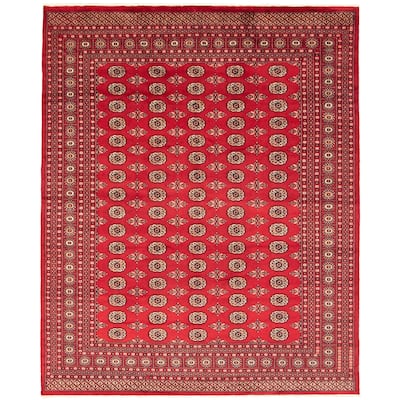 ECARPETGALLERY Hand-knotted Finest Peshawar Bokhara Dark Red Wool Rug - 7'11 x 9'8