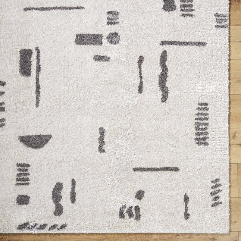 Livabliss Scandinavian Fossay Shag Stripe Washable Area Rug