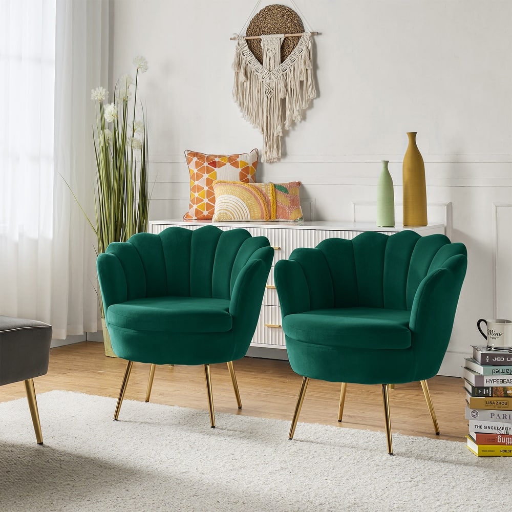 Xabier Cute Modern Upholstered Barrel Chair Accent Chair with Tufted Back Set of 2 by HULALA HOME