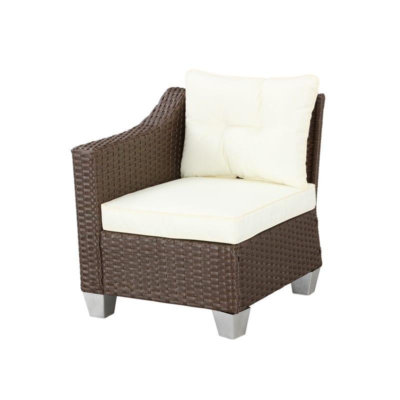 Patio Festival Wicker Loveseat Sofa with Off-White Cushions