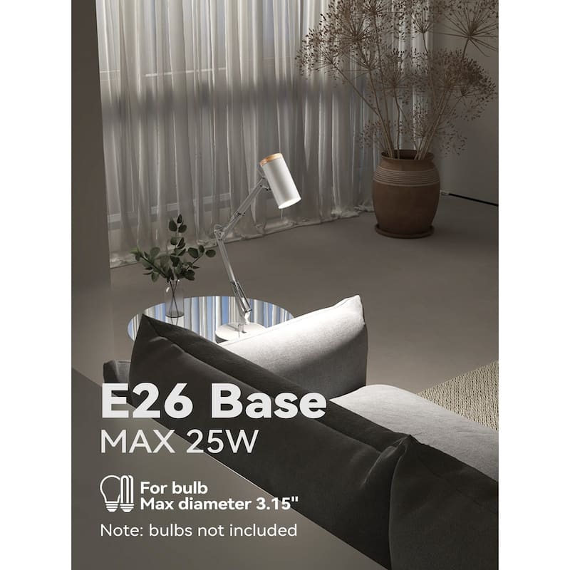 Adjustable Modern Metal Table Lamp, Large Size Max Height 29.7", E26 Base Metal Desk Lamp