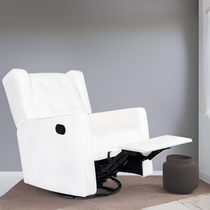Octavia Solid Wood Microfiber Swivel Glider Rocker Recliner Chair, For Living Room, Bed Room - Microfiber,Bright White