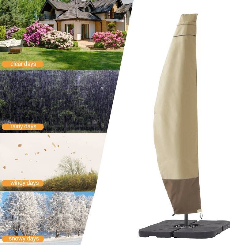 LIVOOSUN Patio Offset Umbrella Covers 600D Waterproof, Fits 8ft-11ft