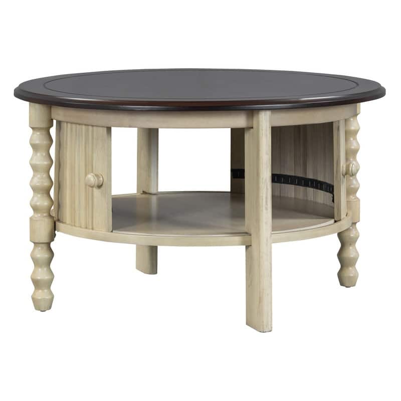 Vintage 30.3" Round Coffee Table with Hidden Storage, Mid Century Modern Style for Living Room Organization