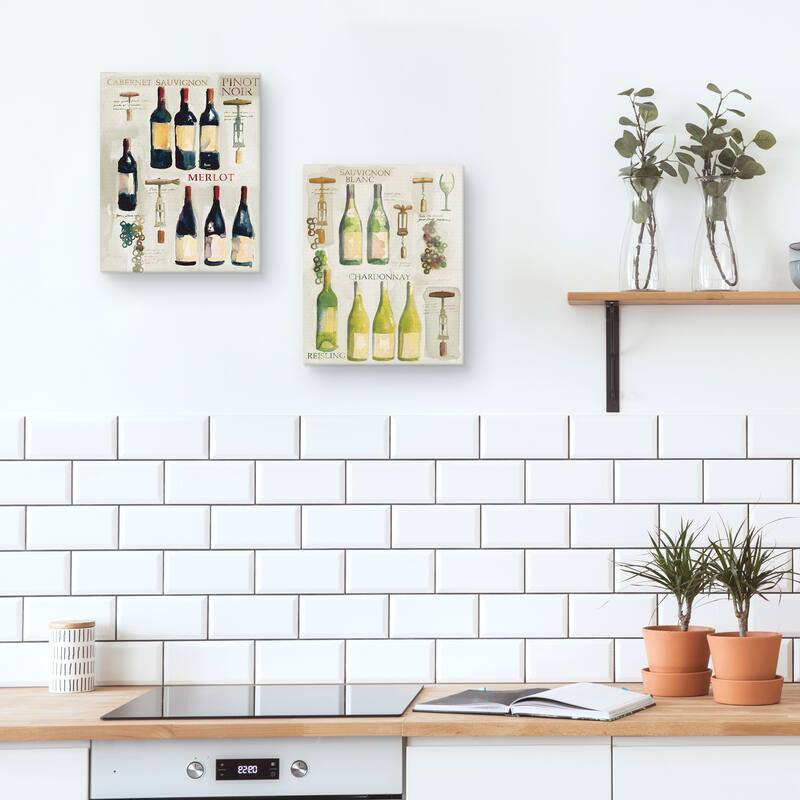 Wine Collage by Michael Clark Canvas S/2 by Michael Clark Canvas Art Prints