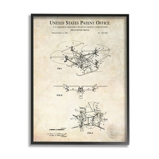 Stupell Helicopter Aircraft Engine Blueprint Diagram Patent Text Framed ...