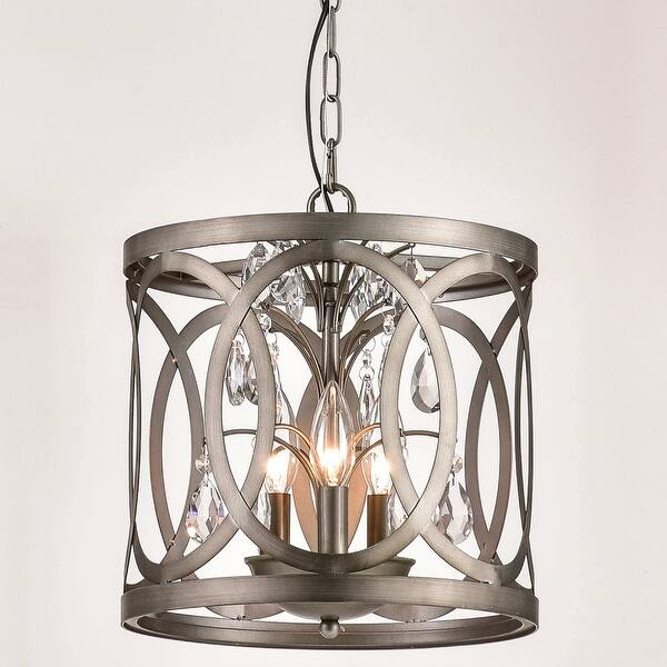 Aurelia 3 Light Brushed Champagne Metal Cage Drum Chandelier Overstock 28247680
