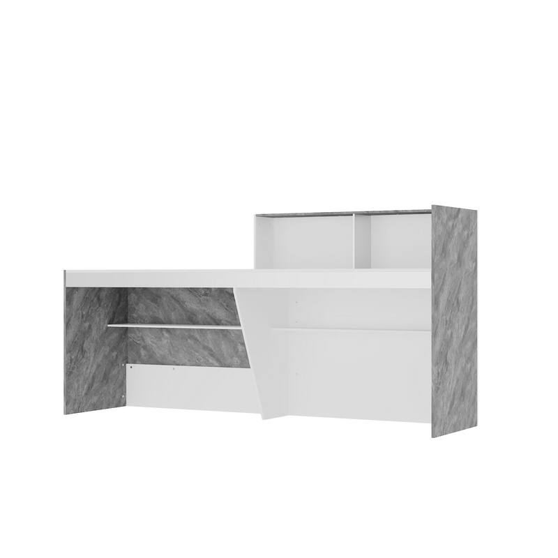 Reception Desk in White with Computer Surface and 4 Shelves