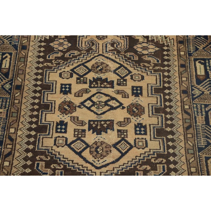 Hand Knotted Oriental 100% Wool Carpet Traditional Tribal Beige & Ivories Hamedan Area Rug - 5' 6'' X 3' 2''