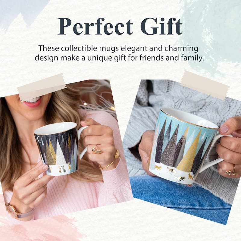 Sara Miller London for Portmeirion Set of 4 Frosted Pines Mugs