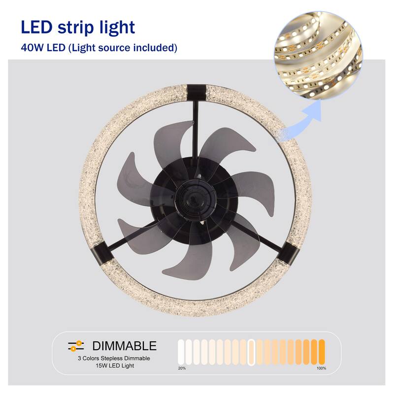 Sofucor 20 Inch Low Profile Ceiling Fan,Dimmable LED Ceiling Fans with Lights and Remote,Modern Flush Mount Fandelier Fans Light