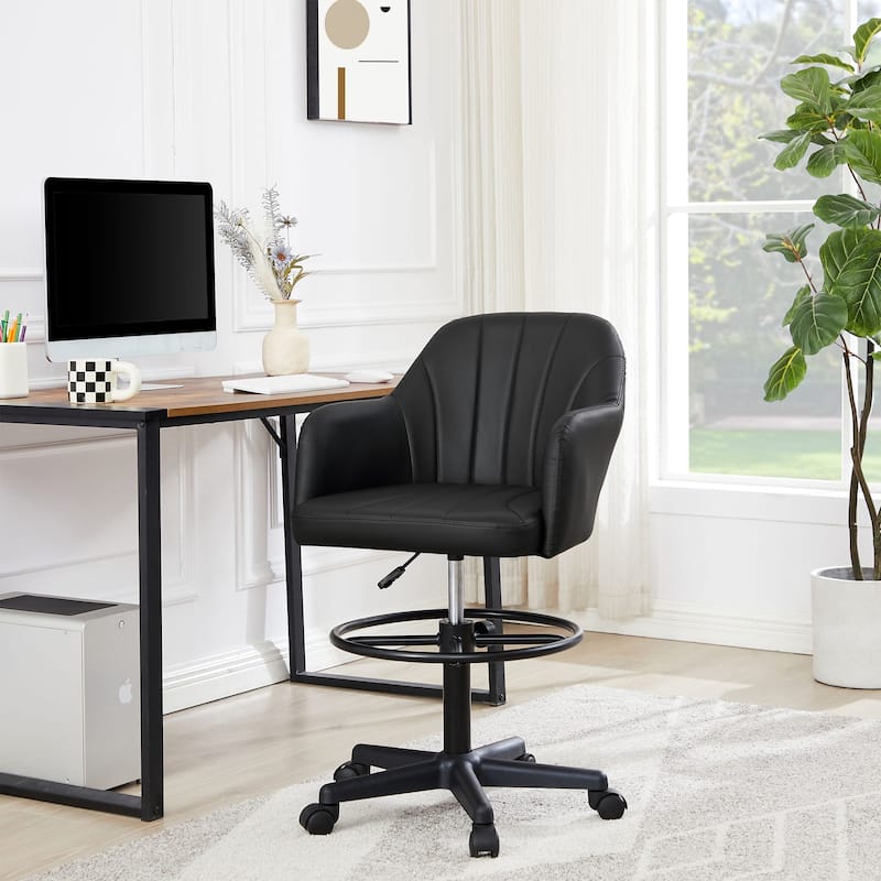 Javlergo Office Desk Chair with Armrest and Wheels, 360° Rolling Swivel Height Adjustable Computer Task Chairs - Black