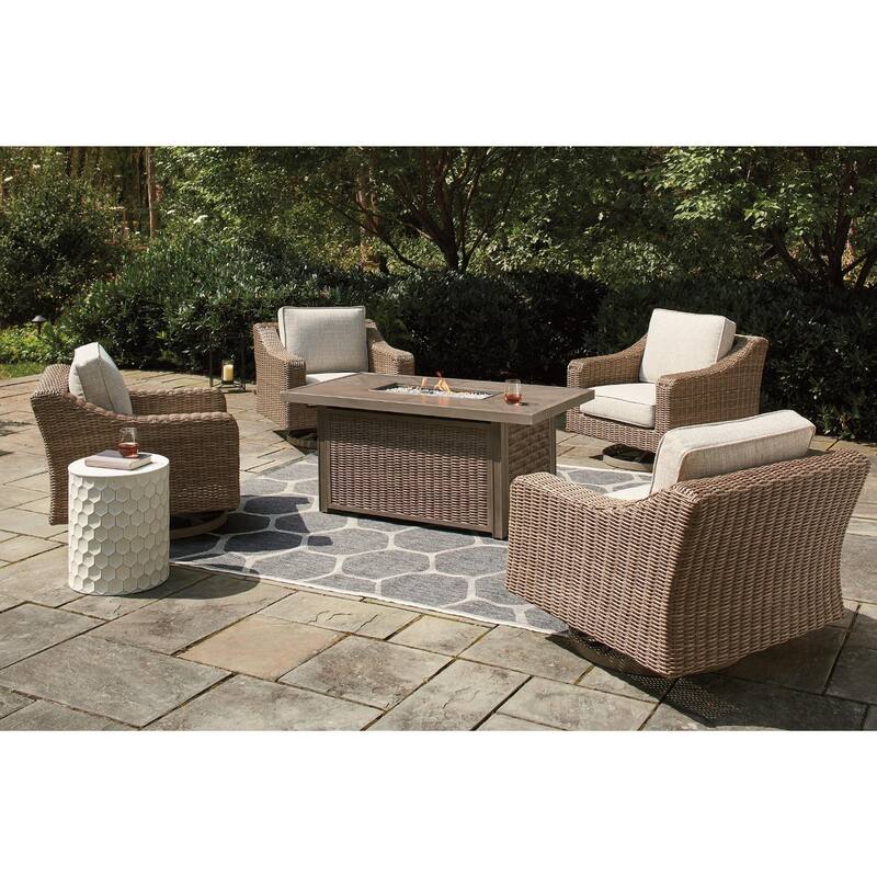 Beachcroft Outdoor Rectangular Fire Pit Table - 58" W x 30" D x 25.13" H