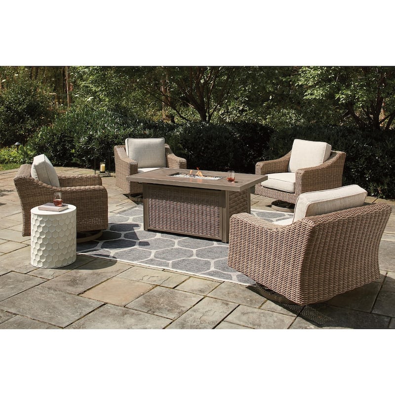 Beachcroft Outdoor Rectangular Fire Pit Table - 58" W x 30" D x 25.13" H