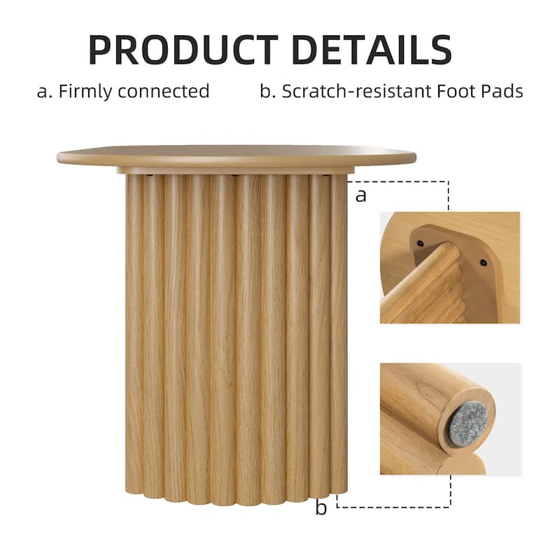 Oval Dining Table with Arc-Shaped Edge Top and Stripes Base Modern Farmhouse Kitchen Table for Living Room Dining Room