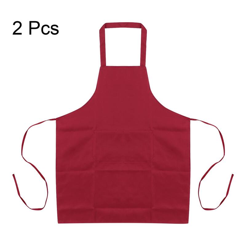2pcs Plain Bib Aprons Washable Aprons Kitchen Cooking Aprons - 70cmx60cm
