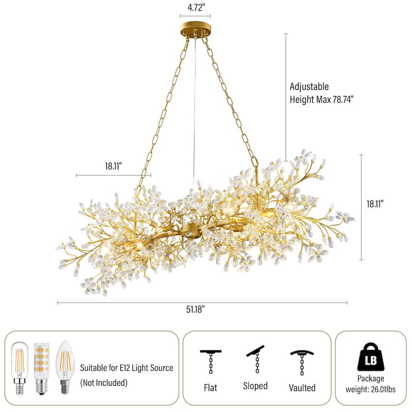 KAYLA D800/D1000/L1300 Tree Branch Chandelier Dining Pendant - Copper Color
