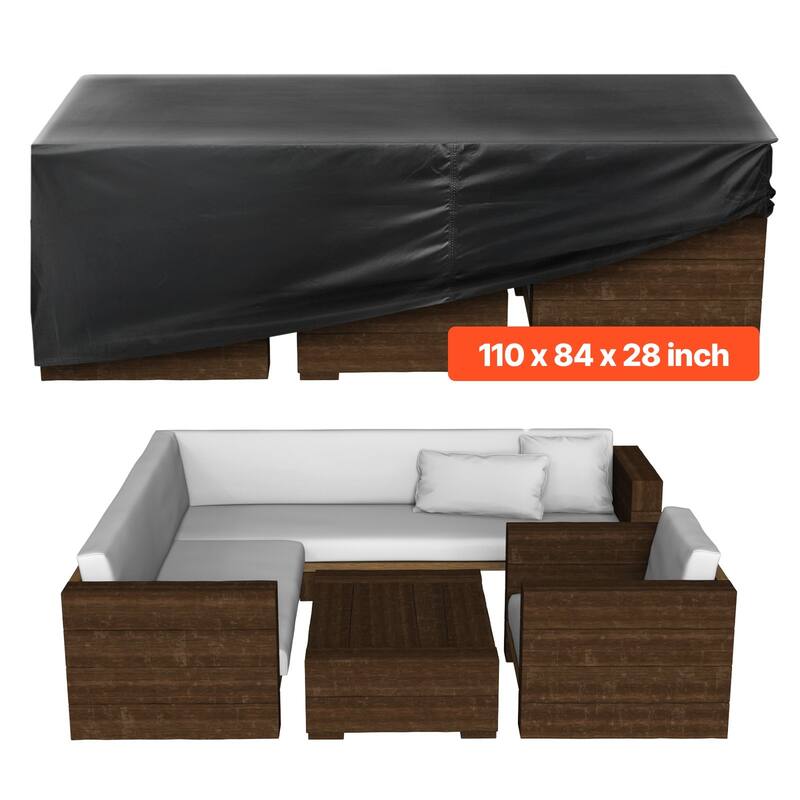 Black Oxford Fabric Patio Furniture Cover with Waterproof, UV-Resistant and Windproof Features - 98 x 78 x 32 inch