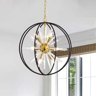 22" 10-light Modern Black and Gold Orb Chandelier