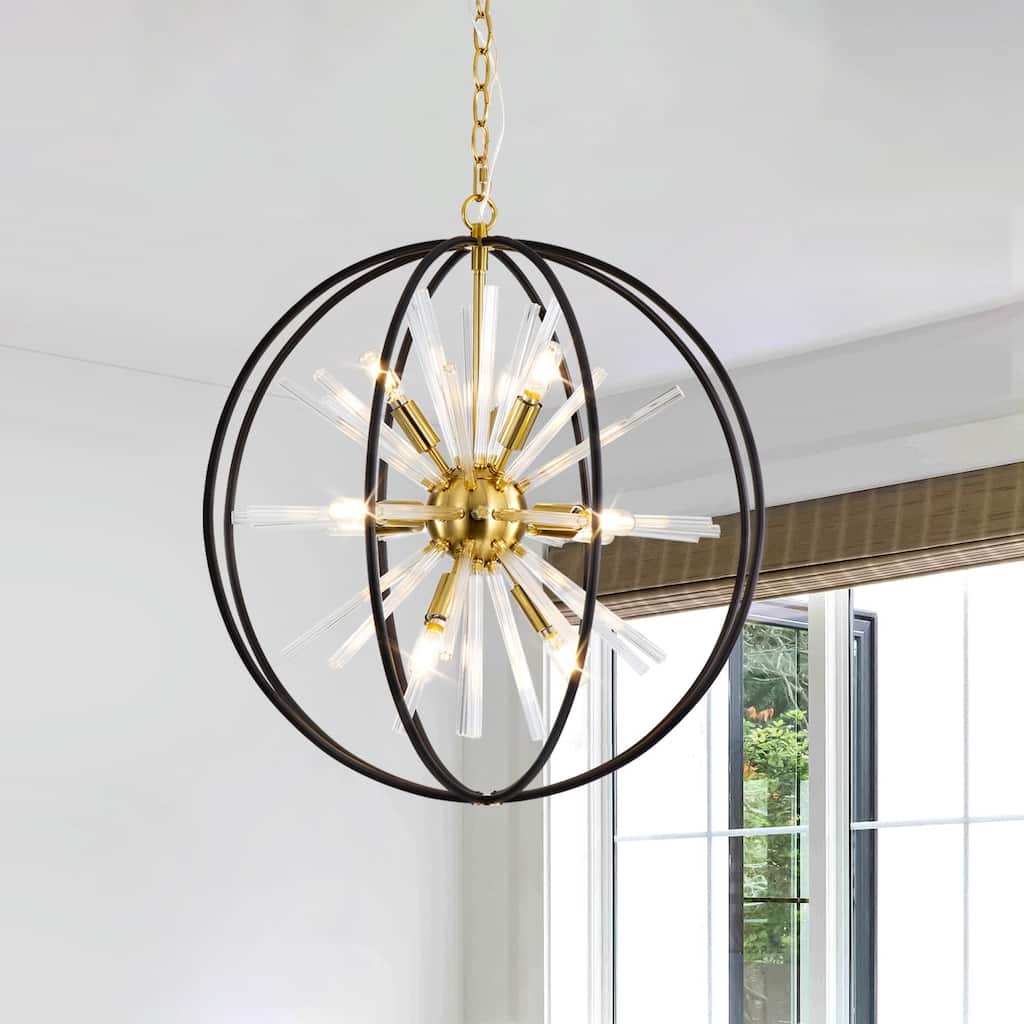 22" 10-light Modern Black and Gold Orb Chandelier