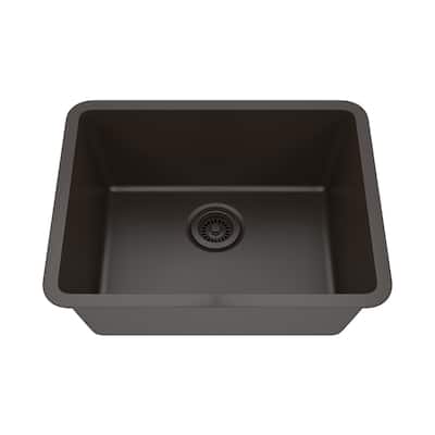 23 Inch Lexicon Platinum Quartz Composite Drop-in Undermount Single Bowl Galaxy Mocha Kitchen Sink LP-2318-M-SO