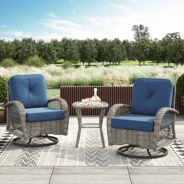 Shop Black Friday Deals On Corvus Livorno Outdoor 3 Piece Wicker Chat Set With Swivel Chairs On Sale Overstock 21481357