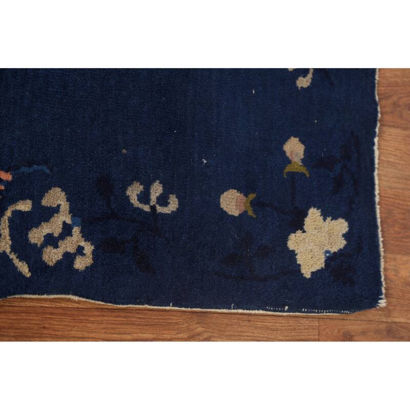 Antique Vegetable Dye Art Deco Chinese Oriental Wool Rug Hand-knotted - 3'1" x 5'9"