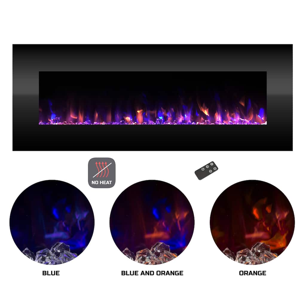 Northwest No Heat Wall Fireplace, Black - 54"