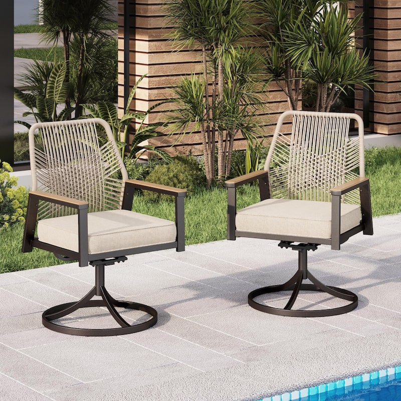 MAISON ARTS Outdoor Dining Chairs Set with Cushions - 2-piece Swivel Chair