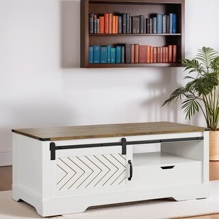 Wood Coffee Table with Drawer Storage and Open Shelf - Bed Bath ...