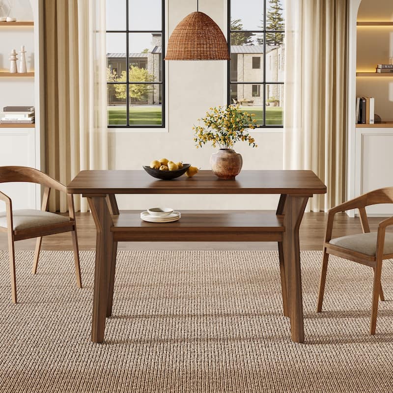 Small Farmhouse Dining Table with Solid Wood Legs
