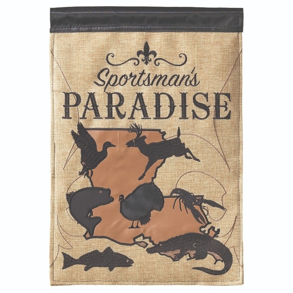 Brown and Beige "Sportsman's PARADISE" Printed Rectangular Large Flag 42" x 29" - N/A