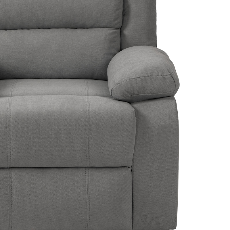 Overstuffed Cotton Corduroy Manual Pushback Recliner with Wide Armrest