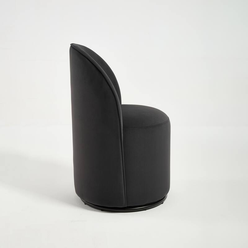 Set Of 1 Upholstered Kitchen & Dining Room Barrel Chair,Modern Round Velvet Dining Chair,360 Degree Swivel Comfy Armless Chair