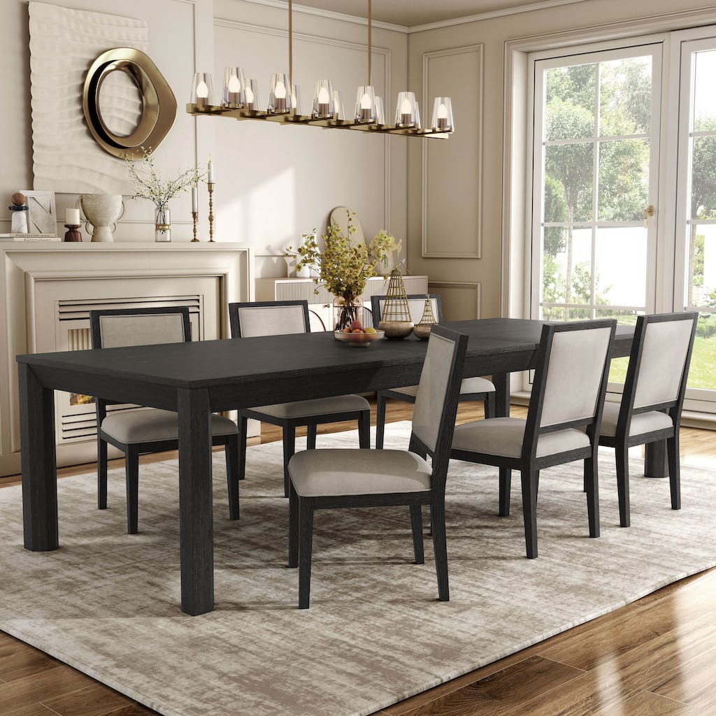 Furniture of America Durem Modern 7-Piece Extendable Solid Wood Dining Set