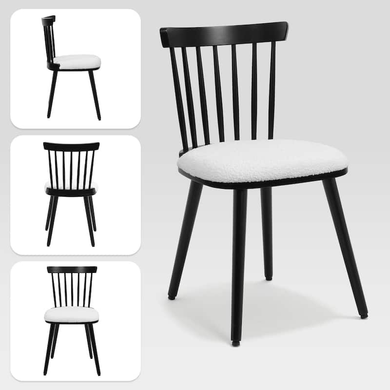 Solid Wood Spindle Back Windsor Dining Chairs Set of 2 - 33.3"H x 17.72"W x 19.7"D
