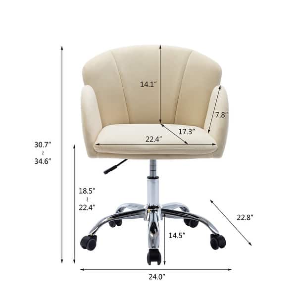 Modern Swivel Office Chair with Casters, Adjustable Lift Height, Ivory