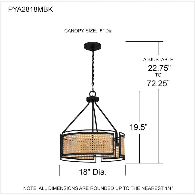 Peregrine 3-Light Matte Black Pendant