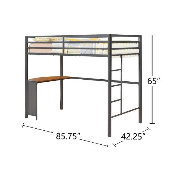 Metal Workstation Loft Bed over Full Bed in Gunmetal Finish - Bed Bath ...