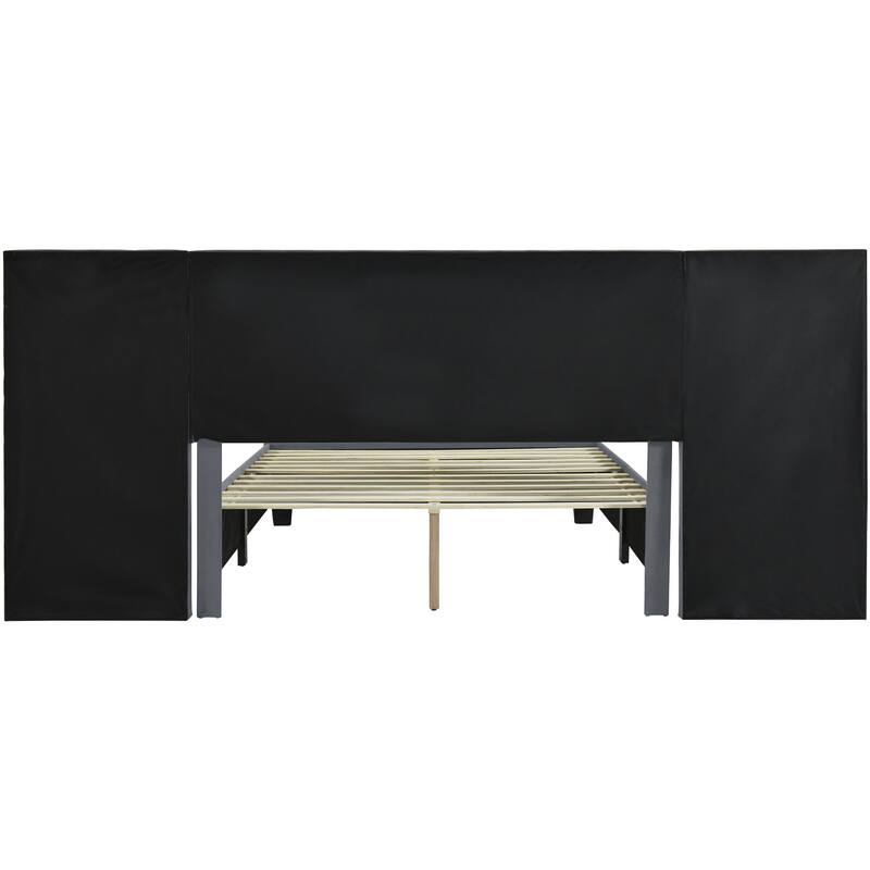 HomeRoots Gray Tufted Velvet Upholstered Queen Bed Frame