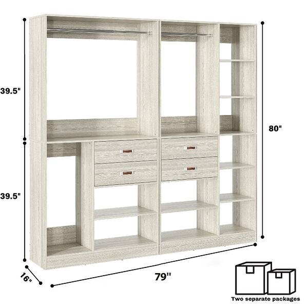 Homieasy 110-inch 3-Piece Corner Closet Organizer With Wood Drawers & Rods